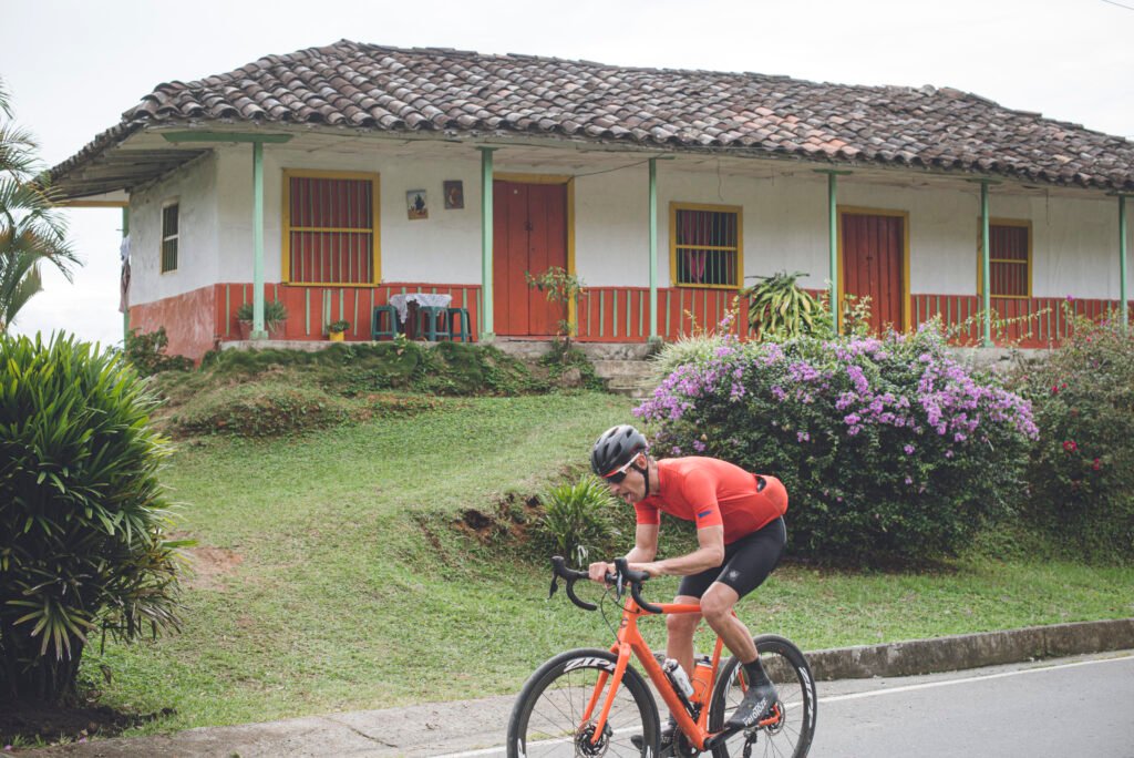 Traditional houses and coffee farms in our coffee region bike tour