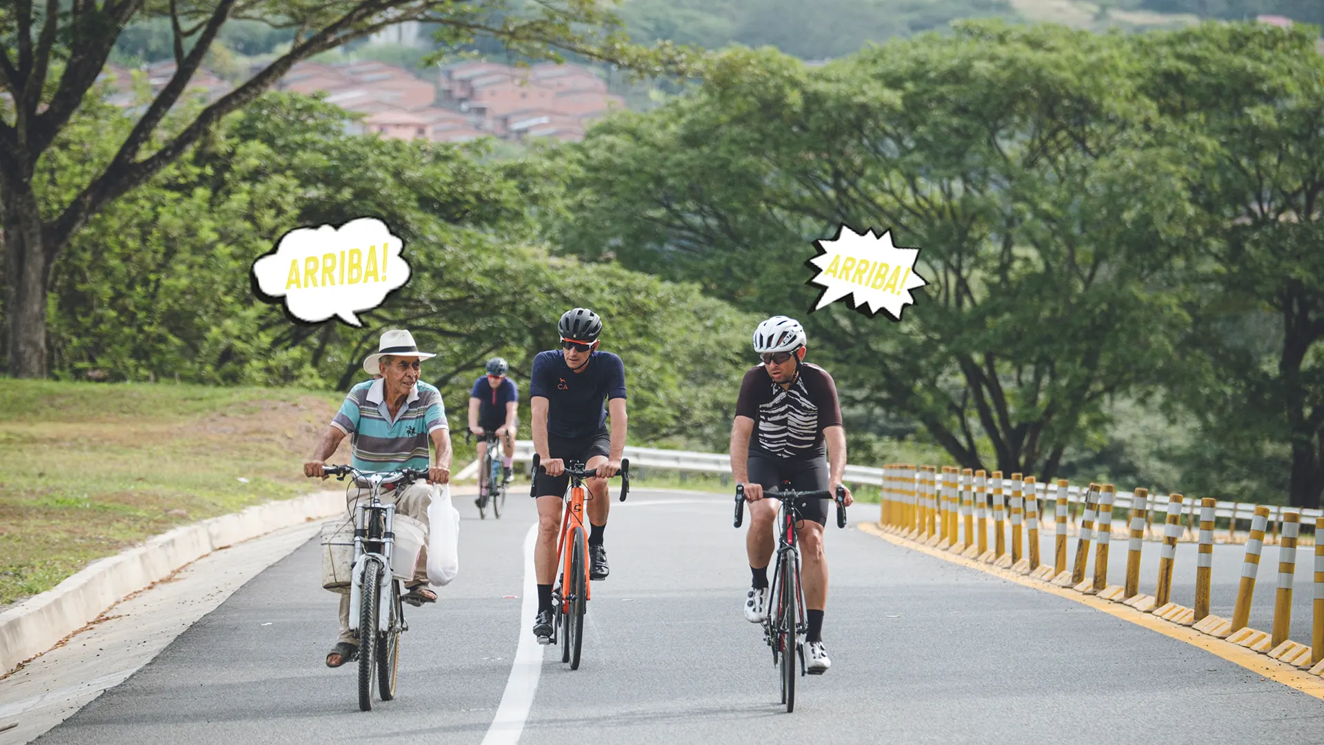 group of american cyclists in colombia